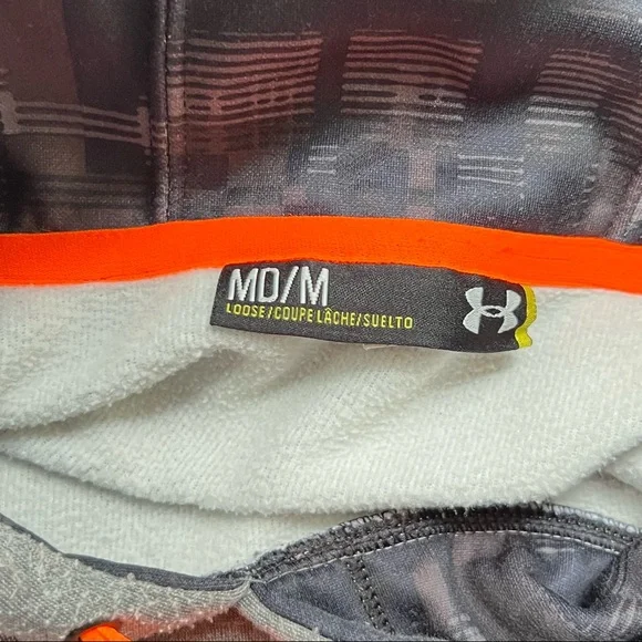 Under Armour Gray Orange Black Hoodie Sweatshirt Sz Medium - Picture 2 of 6